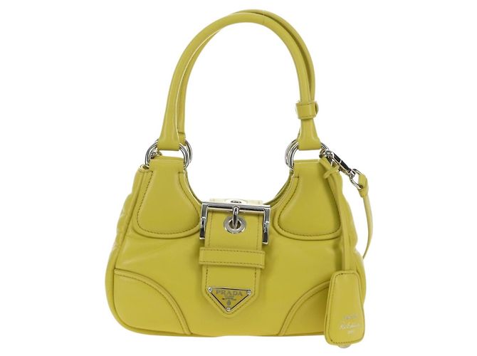 PRADA Handtasche Leder 2way Gelb Silber - Ansicht 13