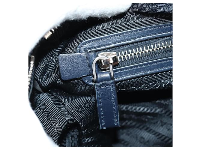 PRADA Shoulder Bag Leather Navy Silver - vista 27