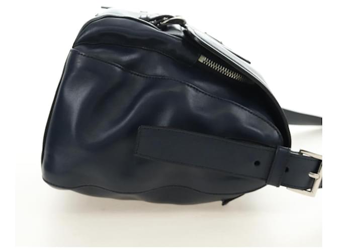 PRADA Shoulder Bag Leather Navy Silver - vista 4