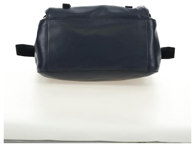 PRADA Shoulder Bag Leather Navy Silver - vista 5