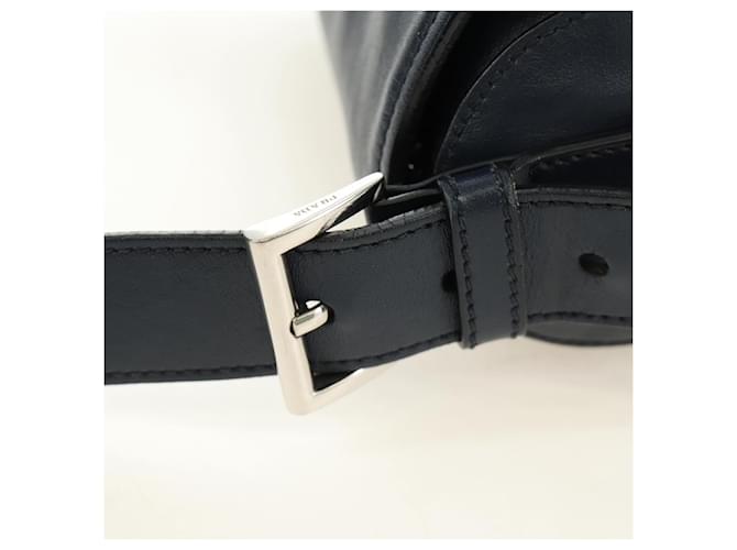 PRADA Shoulder Bag Leather Navy Silver - vista 8