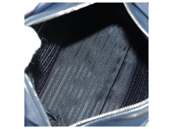 PRADA Shoulder Bag Leather Navy Silver - vista 9