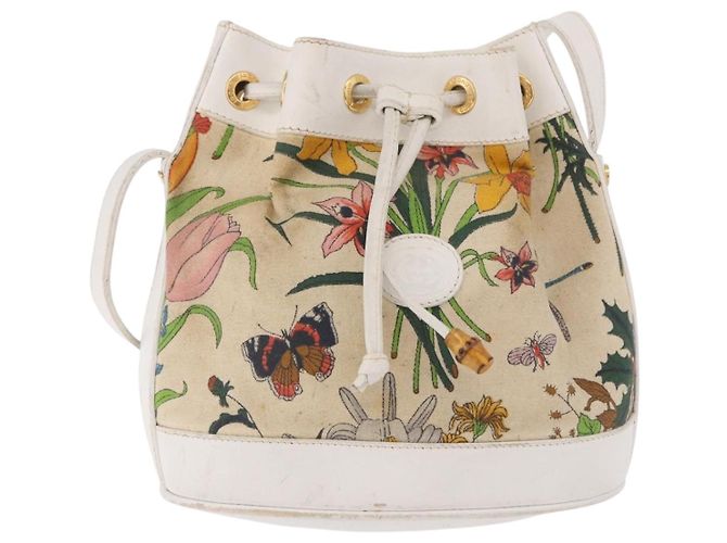 GUCCI Shoulder Bag Canvas Flora Beige Gold 007 14 0071 - vista 13