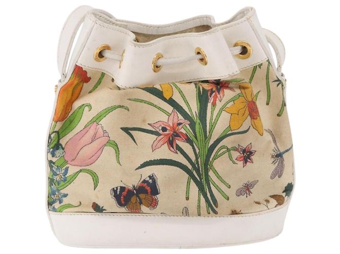 GUCCI Shoulder Bag Canvas Flora Beige Gold 007 14 0071 - vista 2