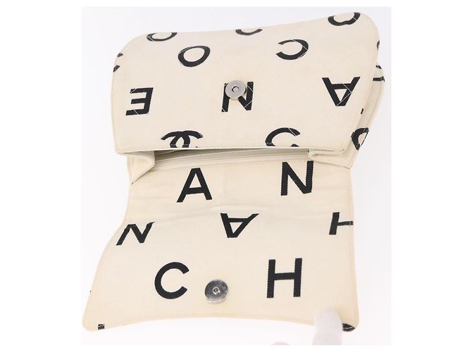 CHANEL Matelasse Chain Hand Bag Canvas White Silver CC - vista 10