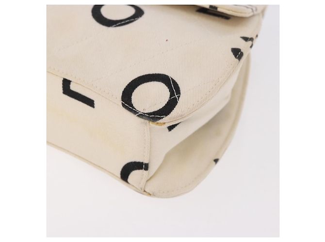 CHANEL Matelasse Chain Hand Bag Canvas White Silver CC - vista 14