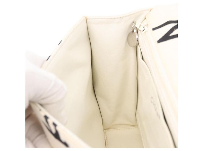 CHANEL Matelasse Chain Hand Bag Canvas White Silver CC - vista 19