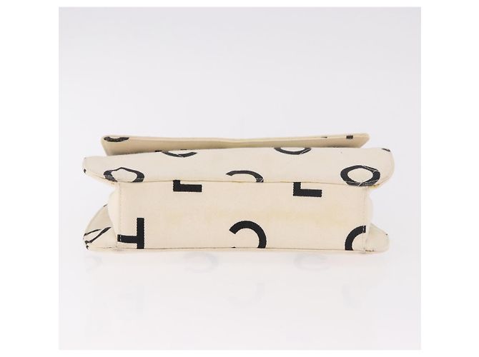 CHANEL Matelasse Chain Hand Bag Canvas White Silver CC - vista 5