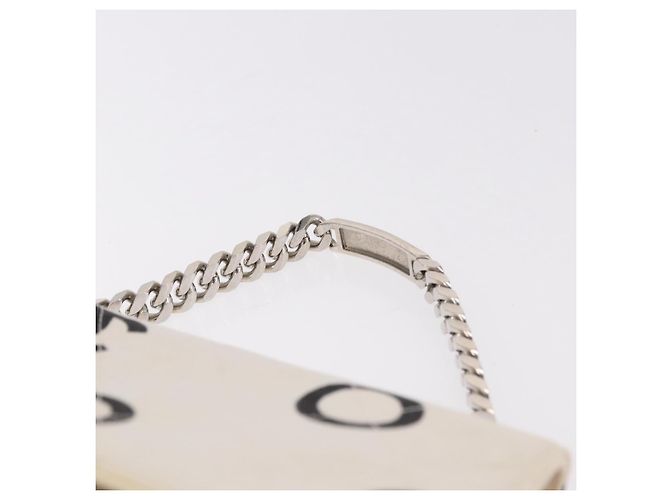 CHANEL Matelasse Chain Hand Bag Canvas White Silver CC - vista 8