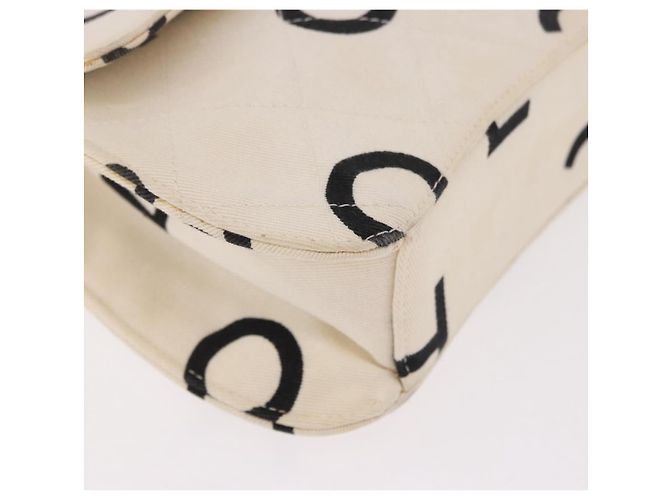 CHANEL Matelasse Chain Hand Bag Canvas White Silver CC - vista 9