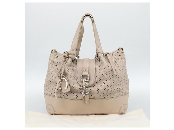 Chloé Chloe Kerala Hand Bag Leather Beige Silver - vista 12