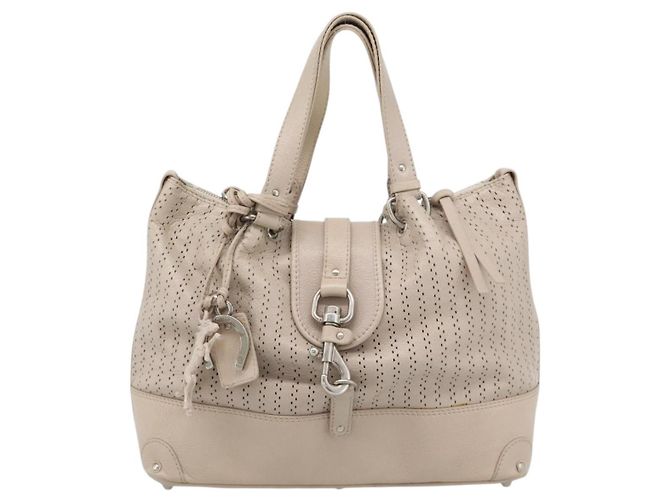 Chloé Chloe Kerala Hand Bag Leather Beige Silver - vista 13