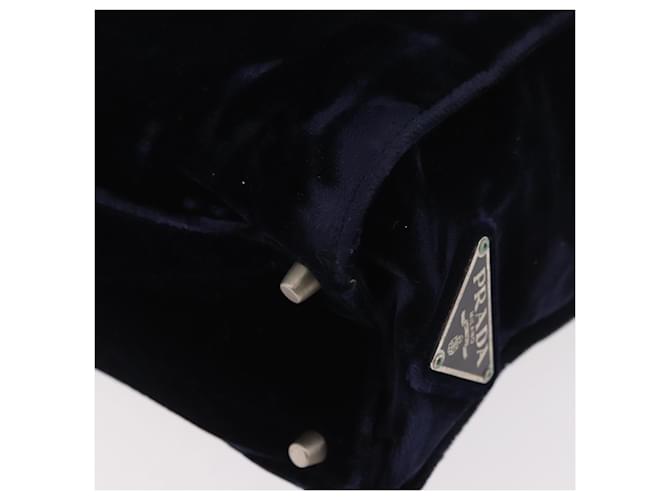 PRADA Hand Bag Velor Navy Silver - vista 16