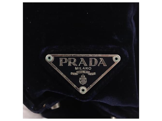 PRADA Hand Bag Velor Navy Silver - vista 17