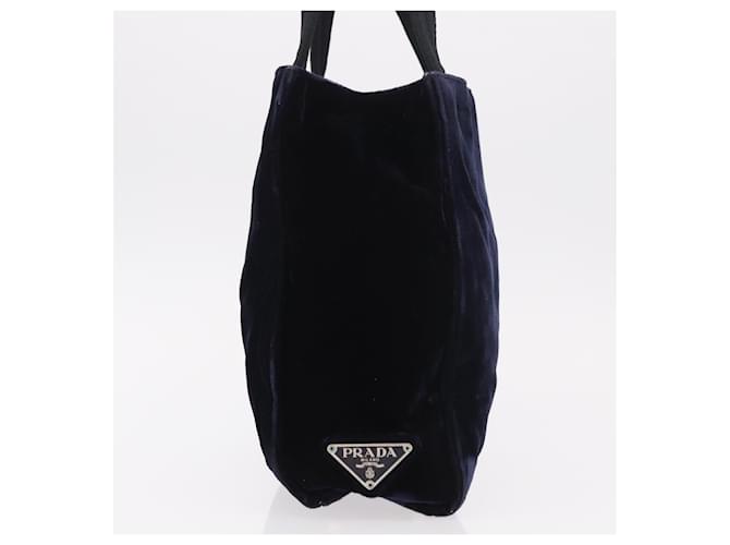PRADA Hand Bag Velor Navy Silver - vista 4