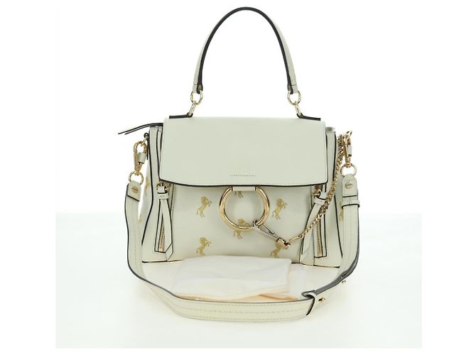 Chloé Chloe Fay Hand Bag Leather 2way White Gold - vista 12