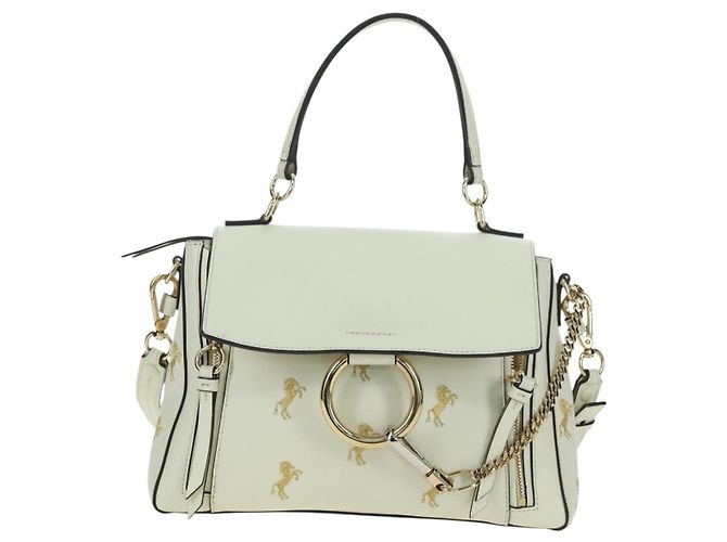 Chloé Chloe Fay Hand Bag Leather 2way White Gold - vista 13