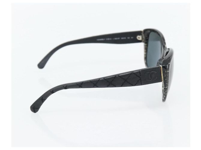 CHANEL Matelasse Sunglasses Plastic Lamb Skin Black CC - vista 3