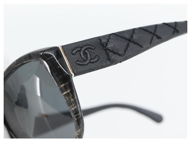 CHANEL Matelasse Sunglasses Plastic Lamb Skin Black CC - vista 6