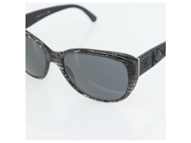 CHANEL Matelasse Sunglasses Plastic Lamb Skin Black CC - vista 8