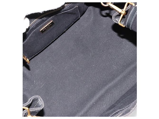 PRADA Canapa MM Handtasche Canvas 2way Schwarz Gold - Ansicht 10