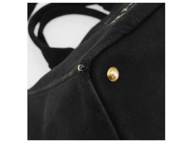 PRADA Canapa MM Handtasche Canvas 2way Schwarz Gold - Ansicht 17