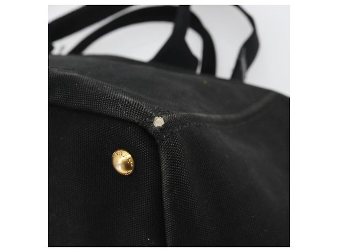 PRADA Canapa MM Handtasche Canvas 2way Schwarz Gold - Ansicht 18