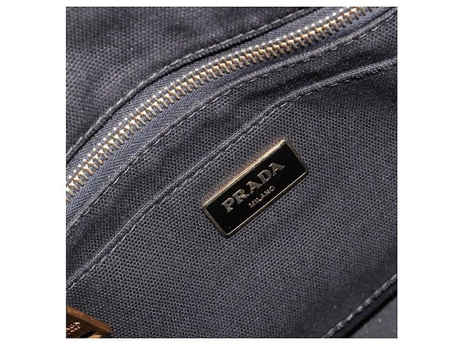 PRADA Canapa MM Handtasche Canvas 2way Schwarz Gold - Ansicht 19