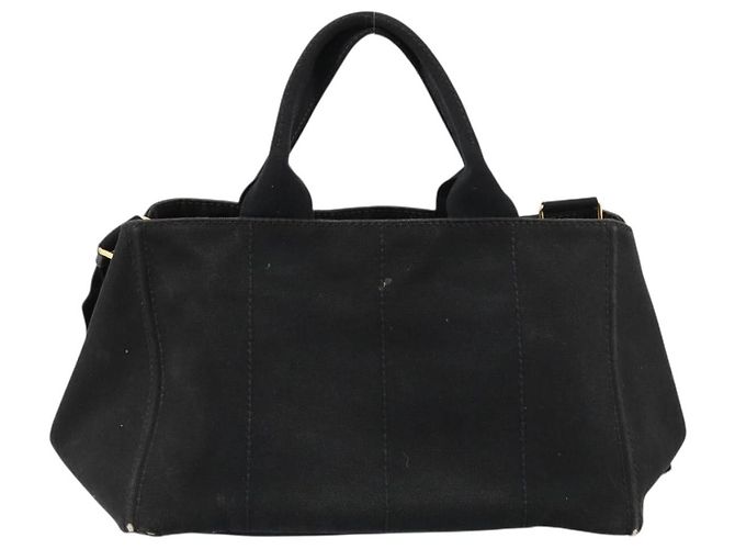 PRADA Canapa MM Handtasche Canvas 2way Schwarz Gold - Ansicht 2