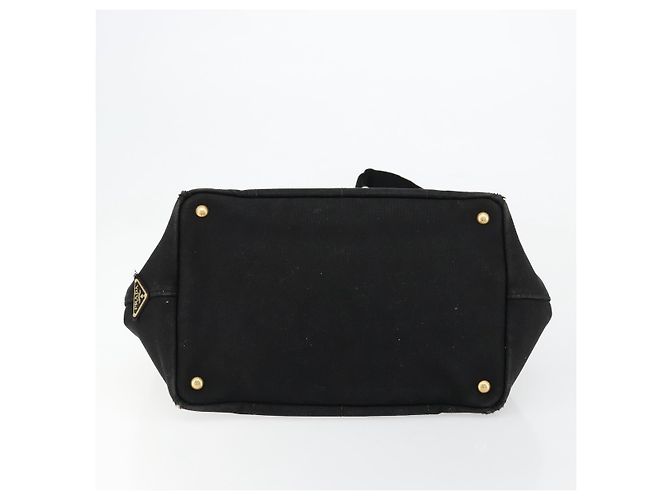 PRADA Canapa MM Handtasche Canvas 2way Schwarz Gold - Ansicht 5