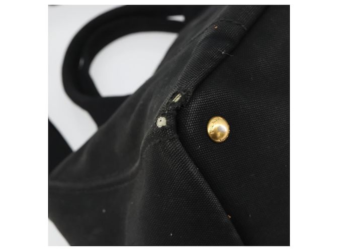 PRADA Canapa MM Handtasche Canvas 2way Schwarz Gold - Ansicht 9