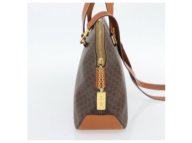 Céline CELINE Macadam Canvas Hand Bag PVC Leather 2way Brown Gold - vista 3