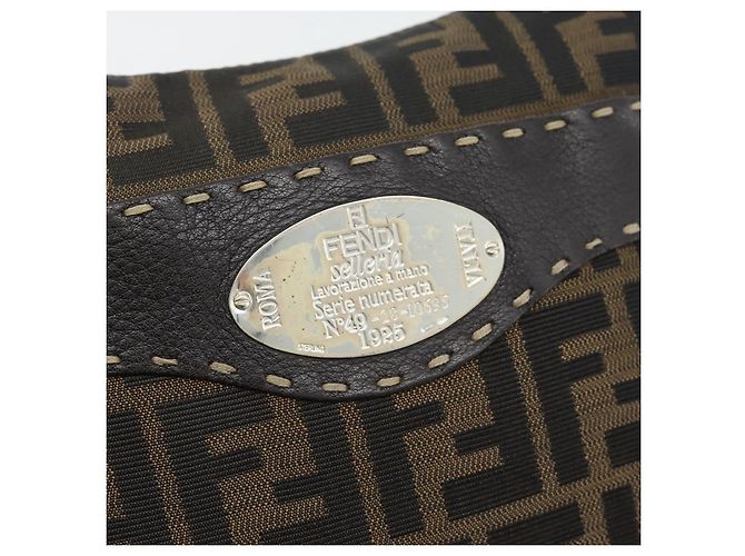 FENDI Bolso de hombro Celeria de lona Zucca Negro Marrón - vista 18