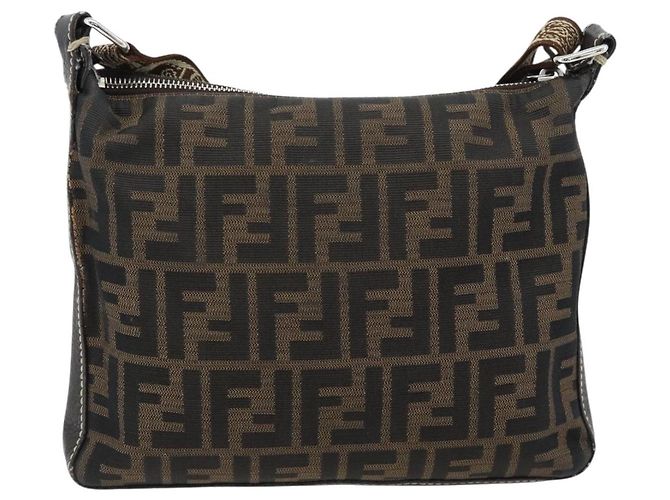 FENDI Bolso de hombro Celeria de lona Zucca Negro Marrón - vista 2
