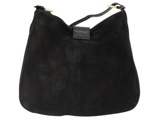 FENDI Mamma Baguette Shoulder Bag Suede Black Gold - vista 2