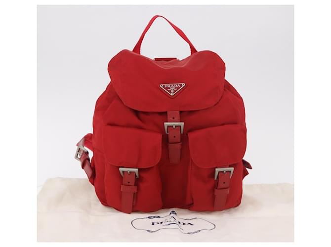 PRADA Rucksack Nylon Rot Silber - Ansicht 12