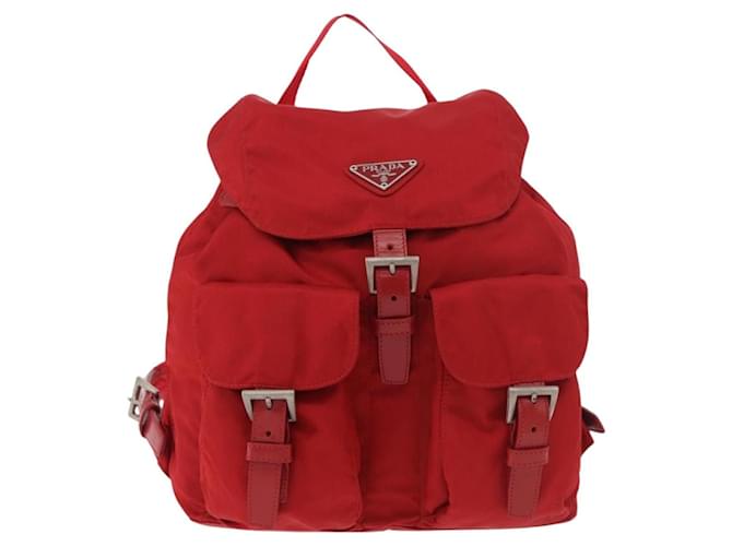 PRADA Rucksack Nylon Rot Silber - Ansicht 13