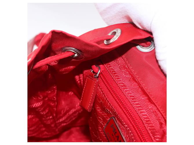PRADA Rucksack Nylon Rot Silber - Ansicht 29