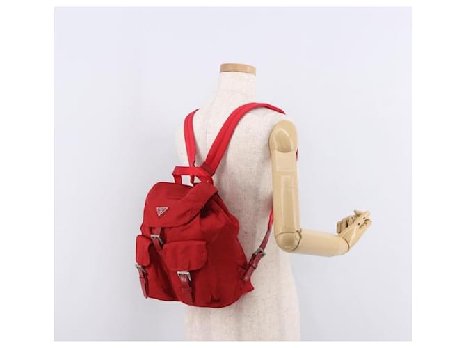 PRADA Rucksack Nylon Rot Silber - Ansicht 32