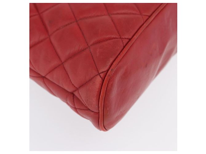 CHANEL Matelasse Chain Shoulder Bag Leather Red Gold CC - vista 11