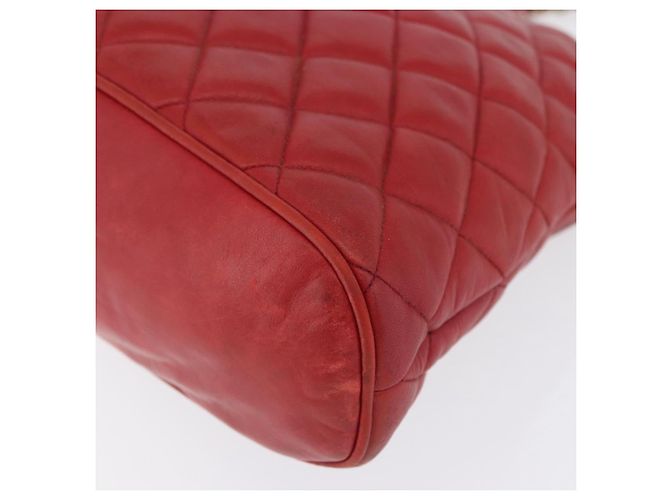 CHANEL Matelasse Chain Shoulder Bag Leather Red Gold CC - vista 12
