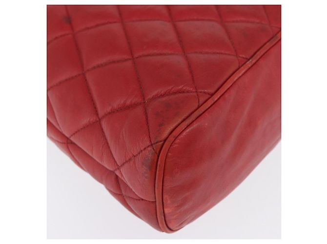 CHANEL Matelasse Chain Shoulder Bag Leather Red Gold CC - vista 13