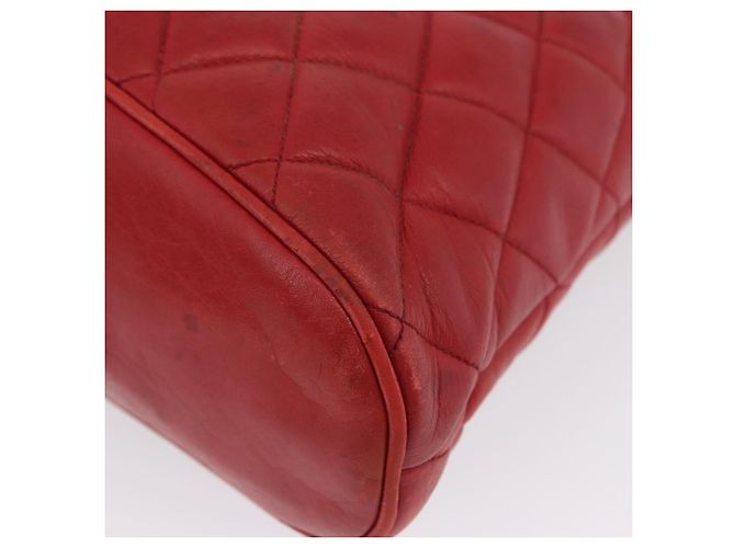 CHANEL Matelasse Chain Shoulder Bag Leather Red Gold CC - vista 14