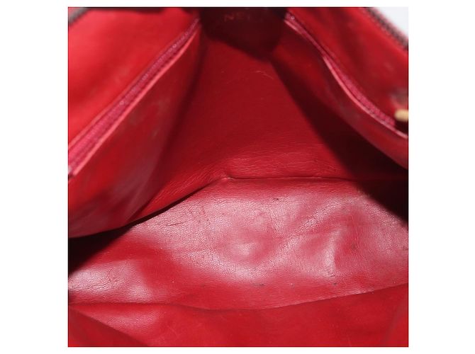 CHANEL Matelasse Chain Shoulder Bag Leather Red Gold CC - vista 17