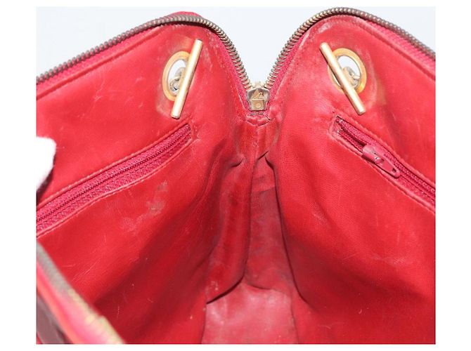 CHANEL Matelasse Chain Shoulder Bag Leather Red Gold CC - vista 18