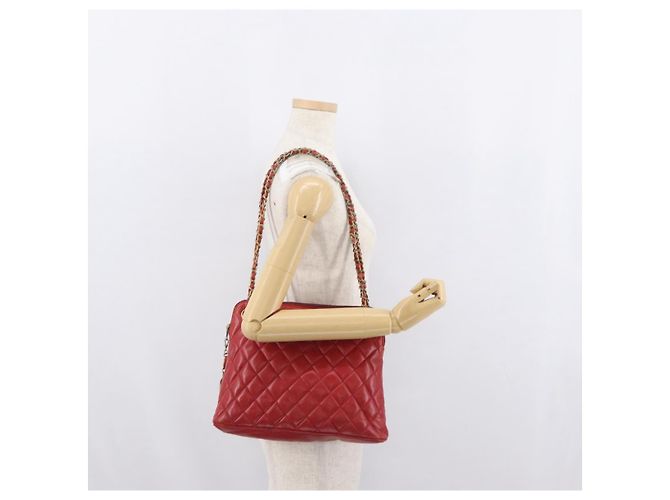 CHANEL Matelasse Chain Shoulder Bag Leather Red Gold CC - vista 25