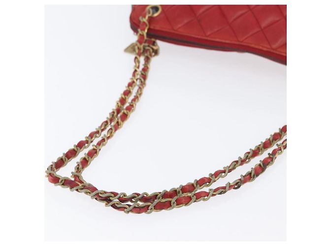 CHANEL Matelasse Chain Shoulder Bag Leather Red Gold CC - vista 7