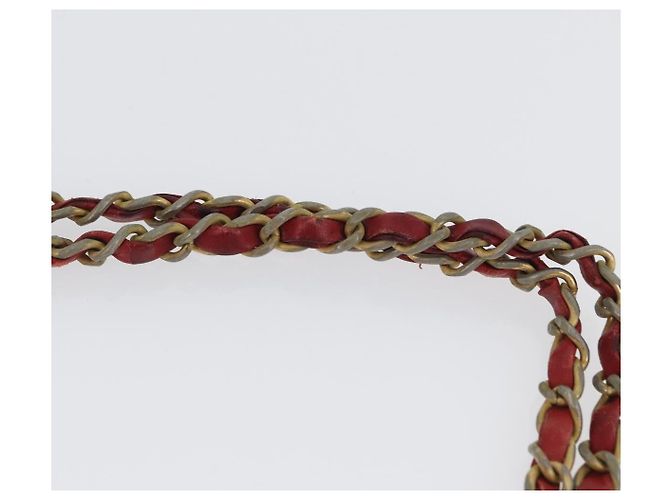 CHANEL Matelasse Chain Shoulder Bag Leather Red Gold CC - vista 9