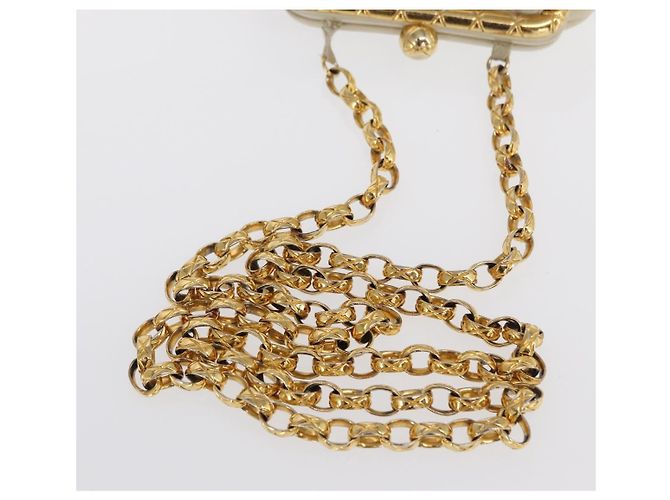 CHANEL Matelasse Chain Shoulder Bag Leather Ivory Gold CC - vista 9