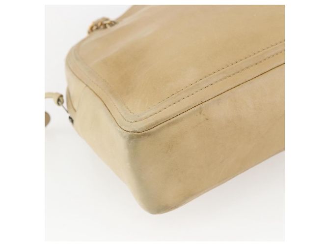 CHANEL Chain Shoulder Bag Lamb Skin Beige Gold CC - vista 14
